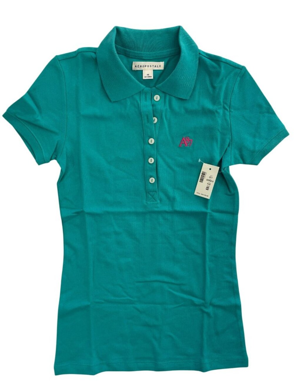 Aeropostal A87 Turquoise Green Polo Shirt Short Sleeve Women's Size XS NWT